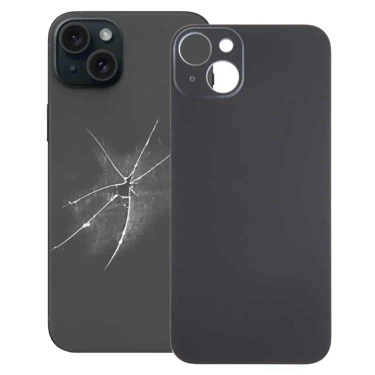 Glazen achterkant met groot cameragat voor iPhone 15 Plus (zwart)
