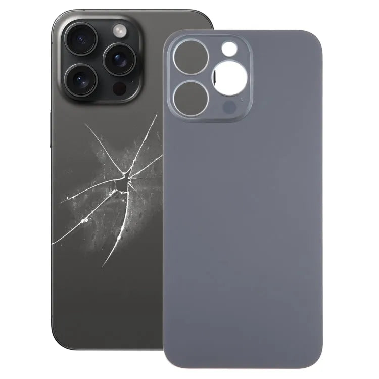 Glazen achterkant met groot cameragat voor iPhone 15 Pro Max (zwart)