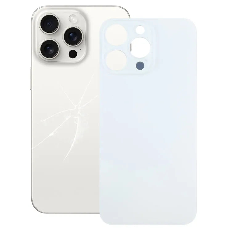 Glazen achterkant met groot cameragat voor iPhone 15 Pro Max (wit)