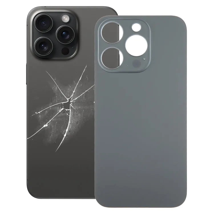 Glazen achterkant batterijdeksel met groot cameragat voor iPhone 15 Pro (zwart)