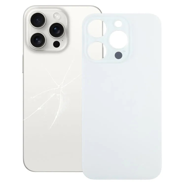 Glazen achterkant batterijdeksel met groot cameragat voor iPhone 15 Pro (wit)