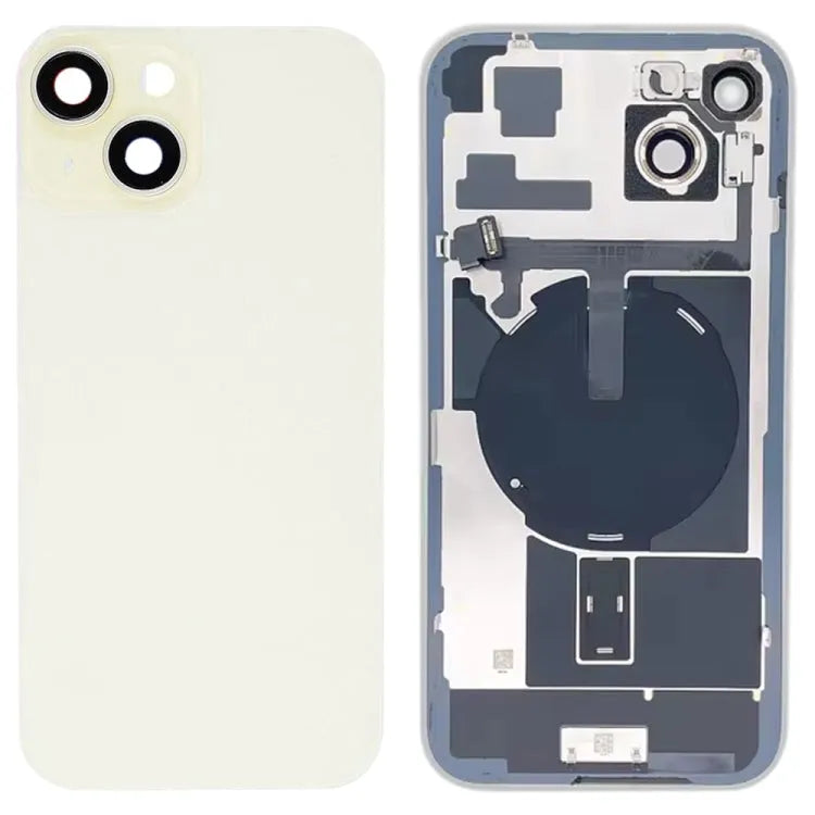 Glazen batterij-achterkant met flitsbeugel en draadloze oplaadmodule voor iPhone 15 Plus (geel)