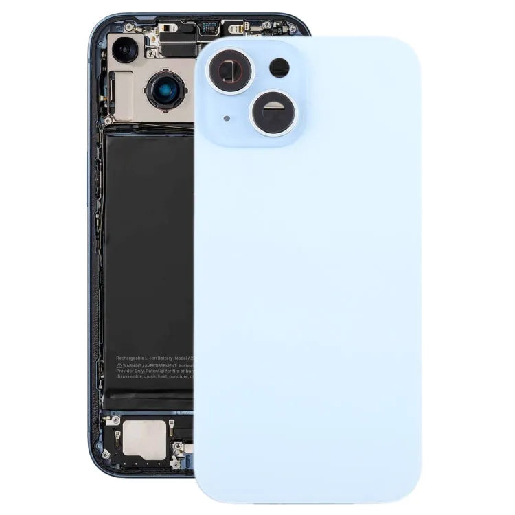 Glazen batterijcover met cameralensframe voor iPhone 15 Plus (blauw)