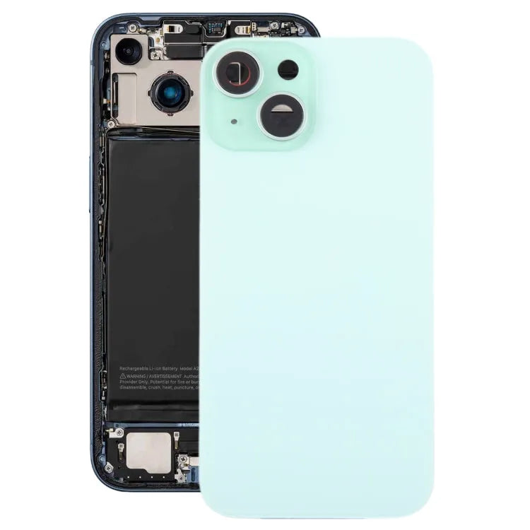 Glazen batterijcover met cameralensframe voor iPhone 15 Plus (groen)