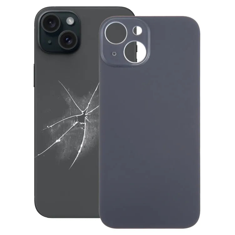 Eenvoudige vervanging groot cameragat glazen achterkant batterijdeksel iPhone 15 (zwart)