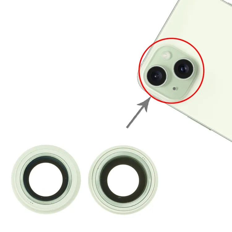 Cameralensafdekking (set) voor iPhone 15 en iPhone 15 Plus (groen)