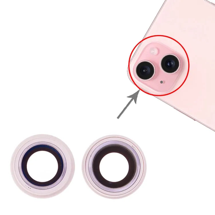 Cameralensafdekking (set) voor iPhone 15 en iPhone 15 Plus (roze)