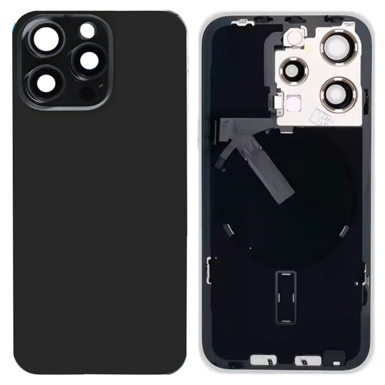 Glazen achterkant met flitsbeugel en draadloze oplaadmodule voor iPhone 15 Pro (zwart)