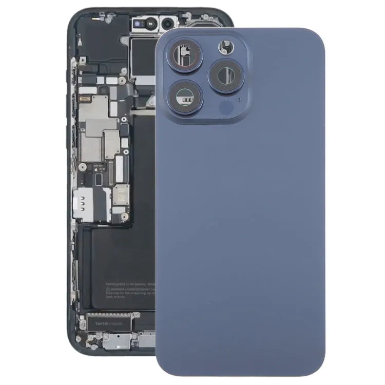 Glazen batterijcover met cameralensframe voor iPhone 15 Pro (blauw)