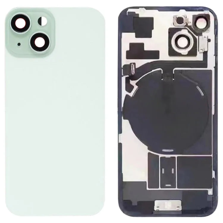 Glazen batterij-achtercover met flitsbeugel en draadloze oplaadmodule iPhone 15 (groen)