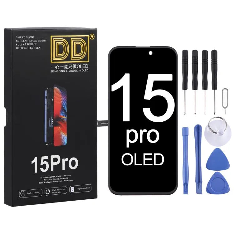 Soft DD OLED-scherm met digitizer (volledige montage, IC verwijderd) voor iPhone 15 Pro