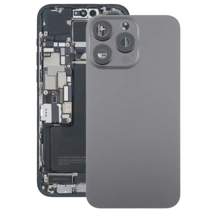 Glazen batterijcover met cameralensframe voor iPhone 15 Pro Max (zwart)