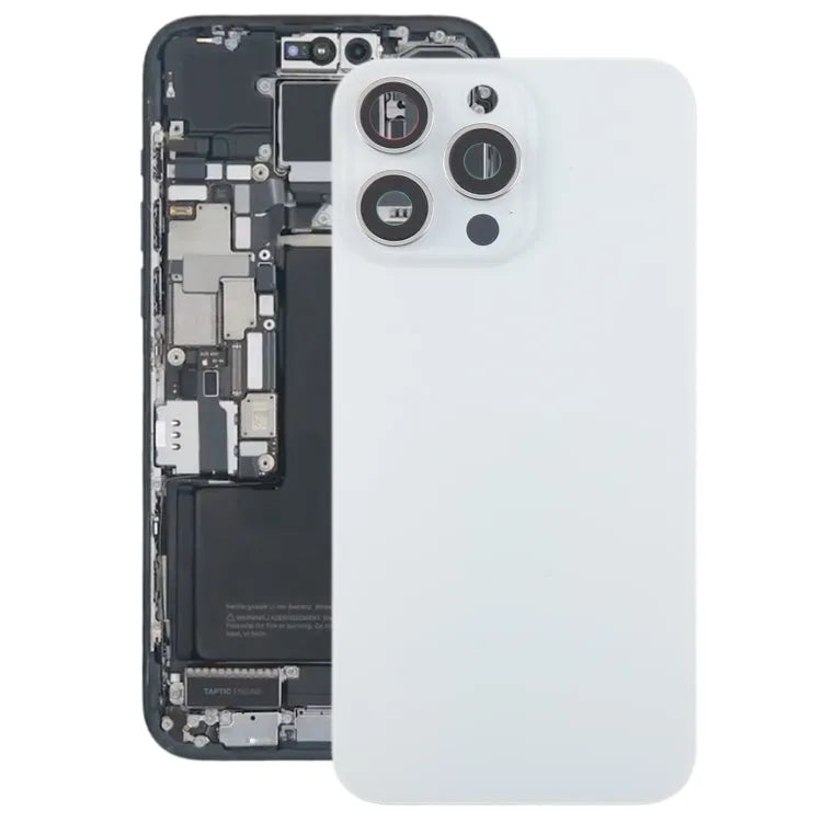 Glazen batterijcover met cameralensframe voor iPhone 15 Pro Max (wit)
