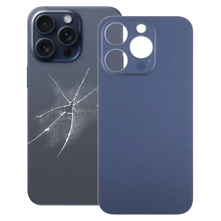 Glazen achterkant batterijdeksel met groot cameragat voor iPhone 15 Pro (blauw)