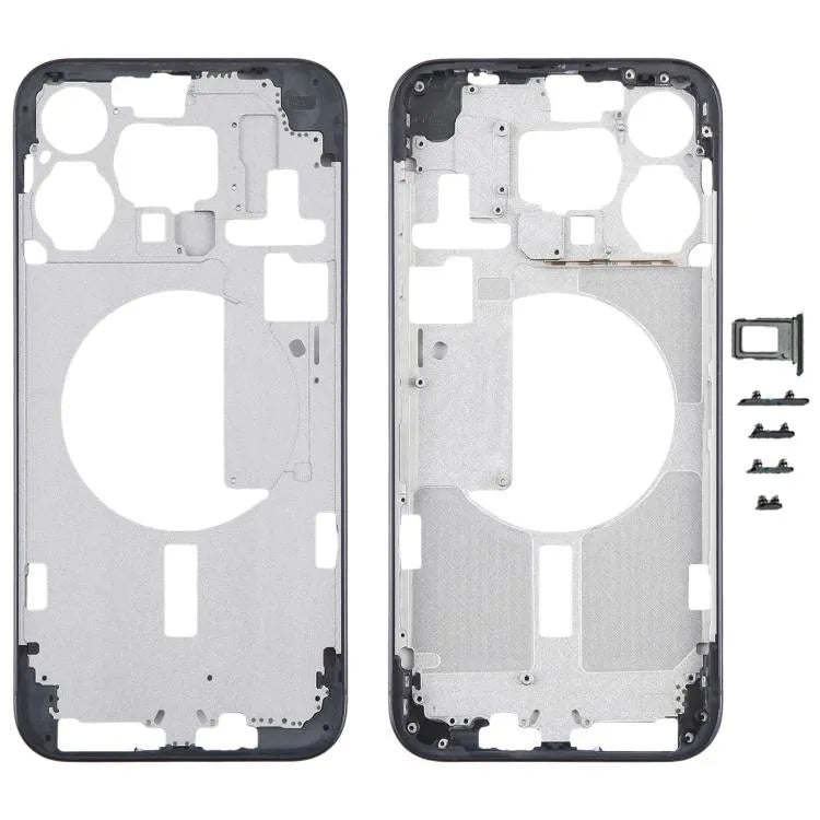 Middenframe bezelplaat met zijtoetsen en kaarthouder (CE EU-versie) voor iPhone 15 Pro Max (blauw)