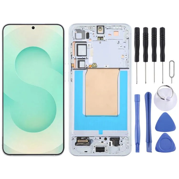 Complete OLED LCD-schermdigitizer met frame voor Samsung Galaxy S25+ SM-S936B (lichtblauw)