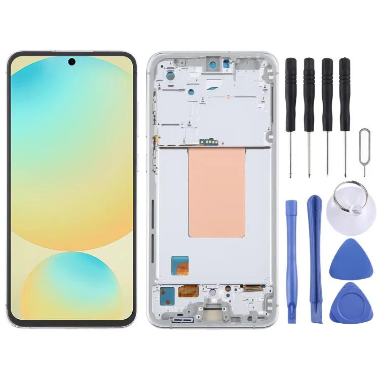 OLED LCD-schermdigitizer complete montage met frame voor Samsung Galaxy S24 FE SM-S721B (zilver)