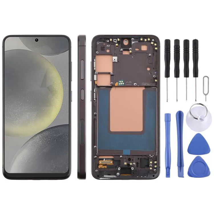 Complete digitizer-unit met frame voor Samsung Galaxy S24 5G SM-S921B TFT LCD-scherm zonder vingerafdrukherkenning (zwart)