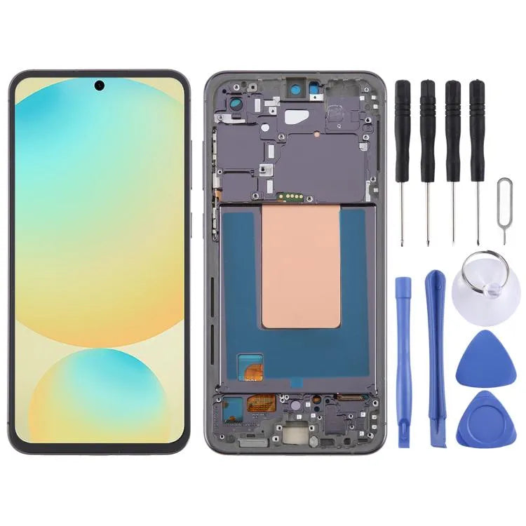 OLED LCD-schermdigitizer volledige montage met frame voor Samsung Galaxy S24 FE SM-S721B (zwart)