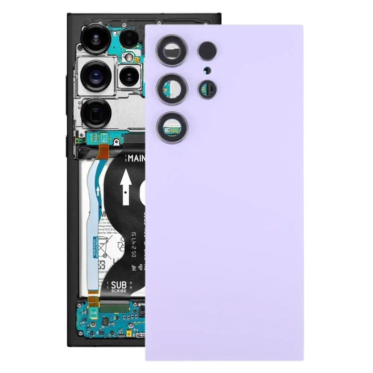 Originele batterij-achterklep inclusief cameralensframe voor Samsung Galaxy S24 Ultra SM-S928B (lichtpaars)