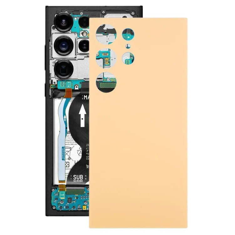 Originele batterij-achterklep inclusief cameralensframe voor Samsung Galaxy S24 Ultra SM-S928B (geel)