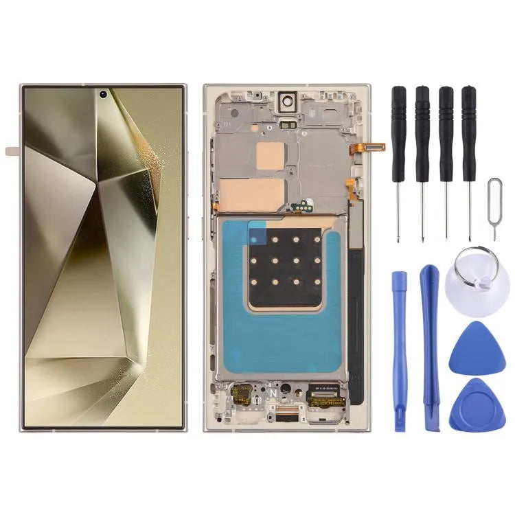 OLED LCD-schermdigitizer 6,78 inch volledige module met frame voor Samsung Galaxy S24 Ultra SM-S928B (goud)