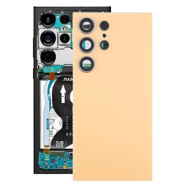Originele batterij-achterklep inclusief cameralensframe voor Samsung Galaxy S24 Ultra SM-S928B (geel)