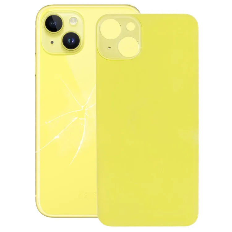 Glazen achterkant met grote cameraopening (geel) voor iPhone 14