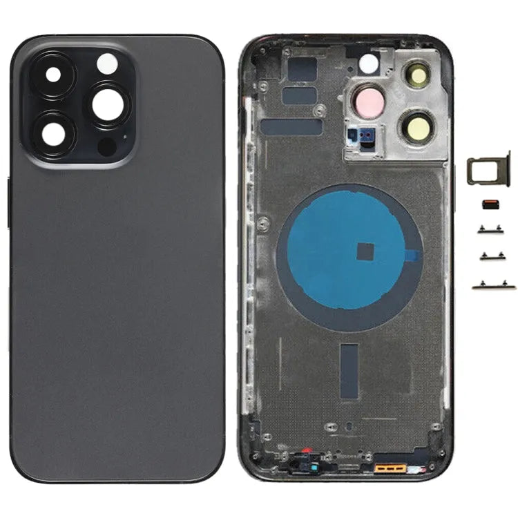Batterij-achterkant met zijtoetsen en kaarthouder voor iPhone 14 Pro Max (zwart)
