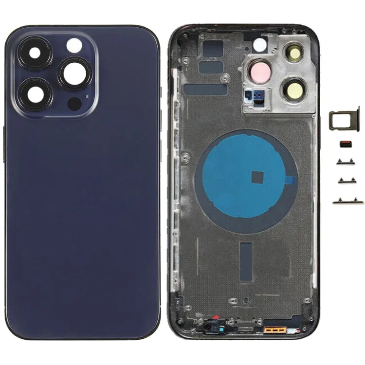 Batterij-achterkant met zijtoetsen en kaarthouder voor iPhone 14 Pro Max (paars)
