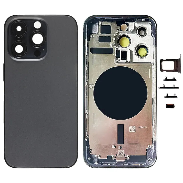 Batterij-achterkant met zijtoetsen en kaarthouder voor iPhone 14 Pro (zwart)