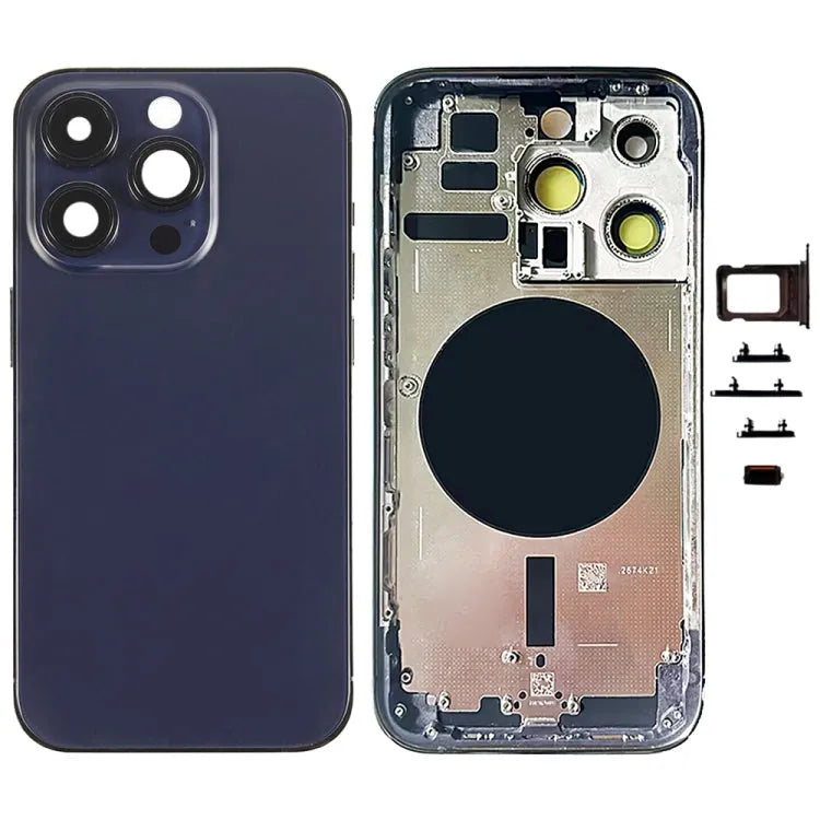 Achterkant met zijtoetsen & kaarthouder CE EU paars voor iPhone 14 Pro