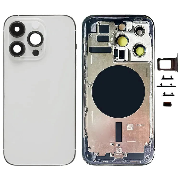 Achterkant met zijtoetsen & kaarthouder CN zilver voor iPhone 14 Pro