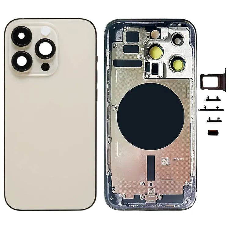 Achterkant met zijtoetsen & kaarthouder US goud voor iPhone 14 Pro
