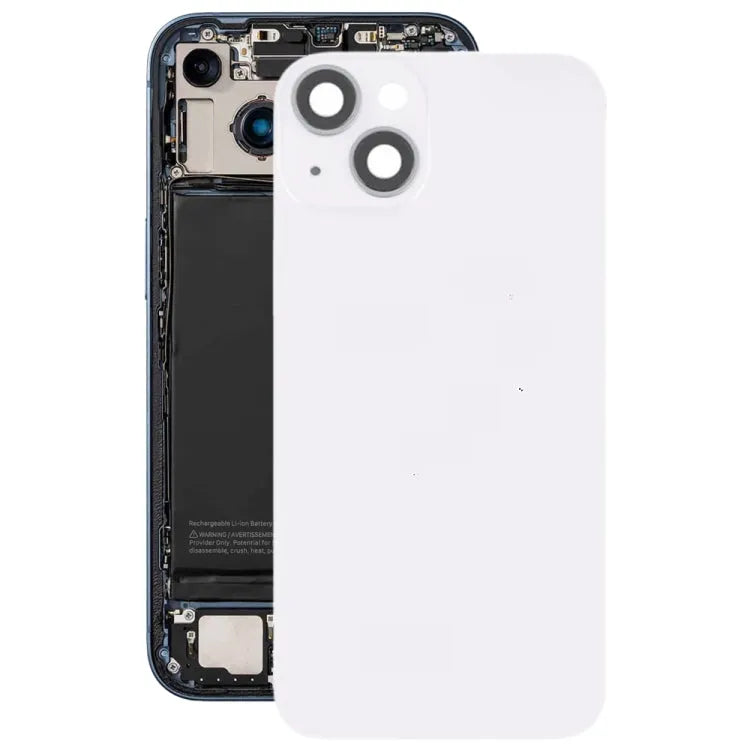 Glazen achterkant met flitsbeugel + draadloze laadmodule wit voor iPhone 14 Plus