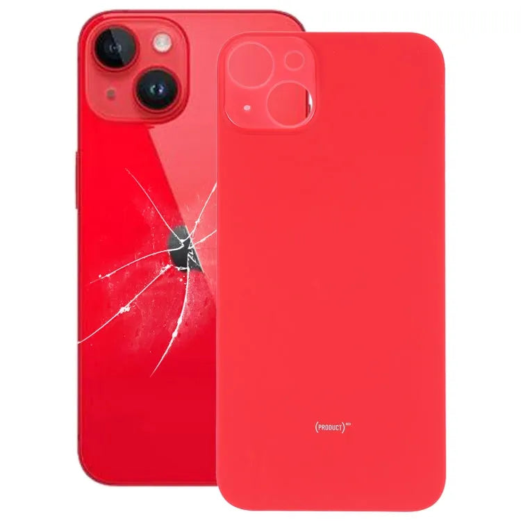 Glazen achterklep groot cameragat voor iPhone 14 Plus (rood)