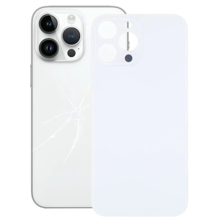 Glazen batterij-achterkant met groot cameragat voor iPhone 14 Pro Max (wit)