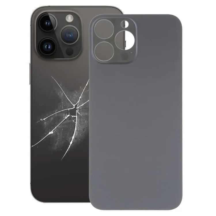 Glazen batterij-achterkant met groot cameragat voor iPhone 14 Pro Max (zwart)