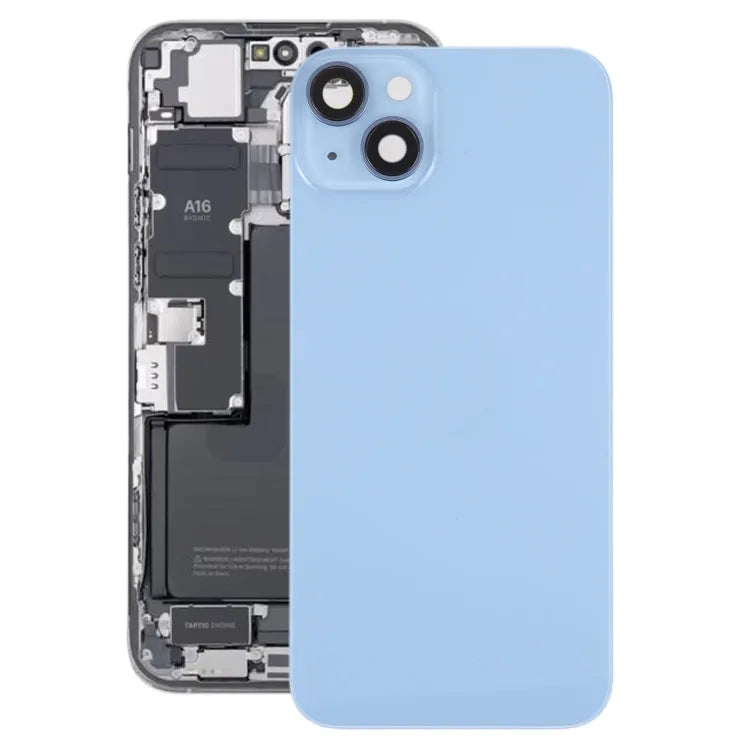 Glazen batterij-achterkant met houder voor iPhone 14 (blauw)