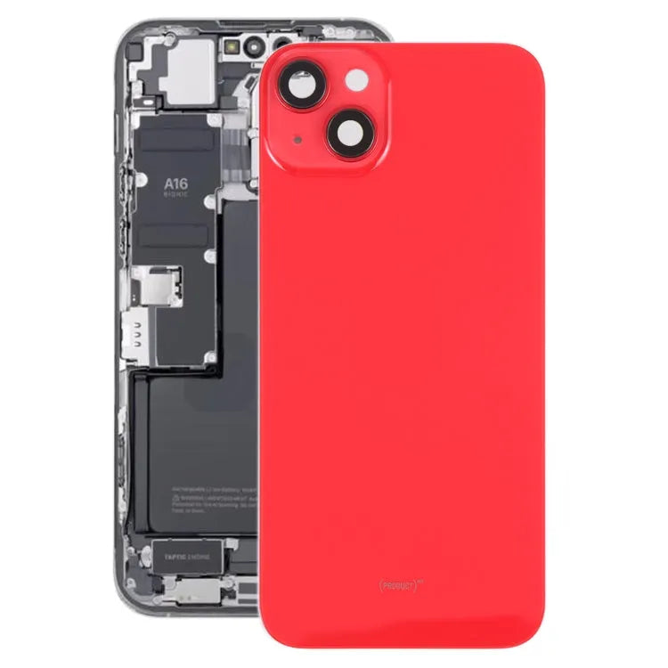 Glazen batterij-achterkant met houder voor iPhone 14 (rood)