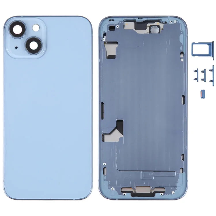 Batterij-achterkant met middenframe en zijtoetsen voor iPhone 14 (zwart, zonder logo)