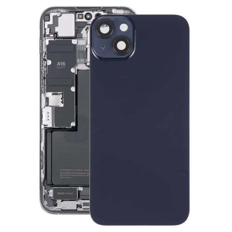 Glazen batterij-achterkant met houder voor iPhone 14 (zwart)