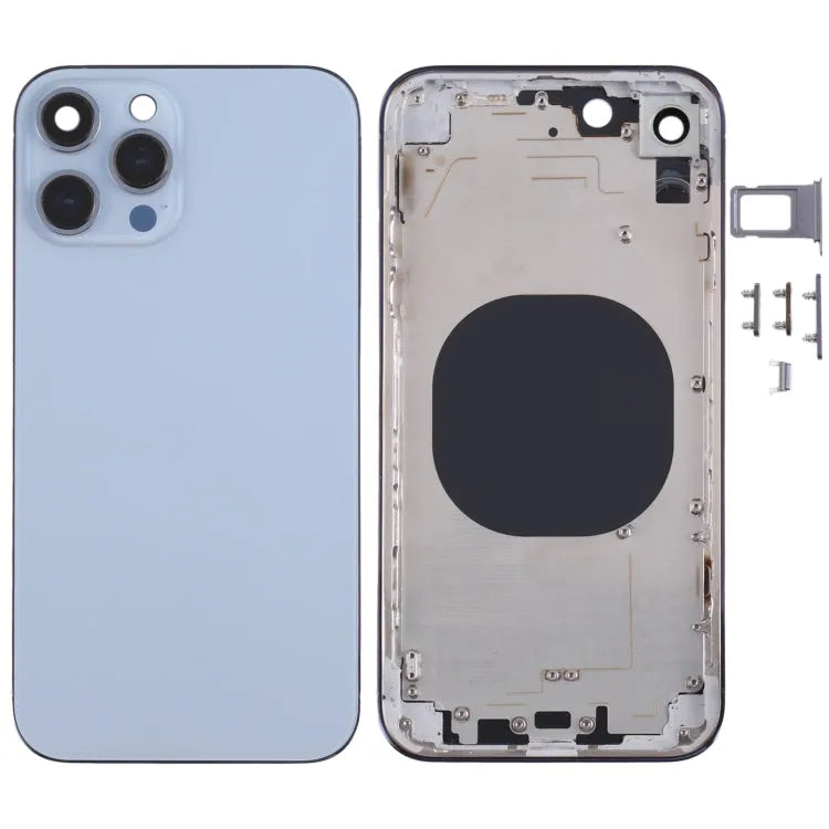 Roestvrijstalen achterbehuizing met uiterlijk van 13 Pro voor iPhone XR (blauw)