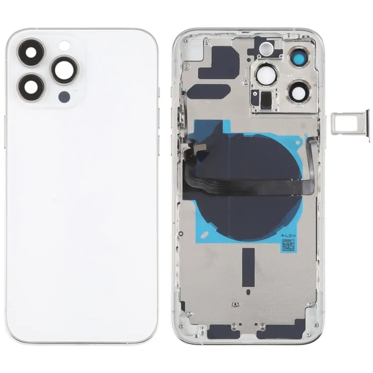 Batterij-achterkant met zijtoetsen, kaartlade en draadloze oplaadmodule voor iPhone 13 Pro Max (wit)