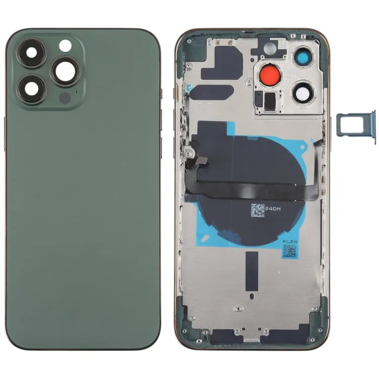 Batterij-achterkant met zijtoetsen, kaartlade en draadloze oplaadmodule voor iPhone 13 Pro Max (groen)