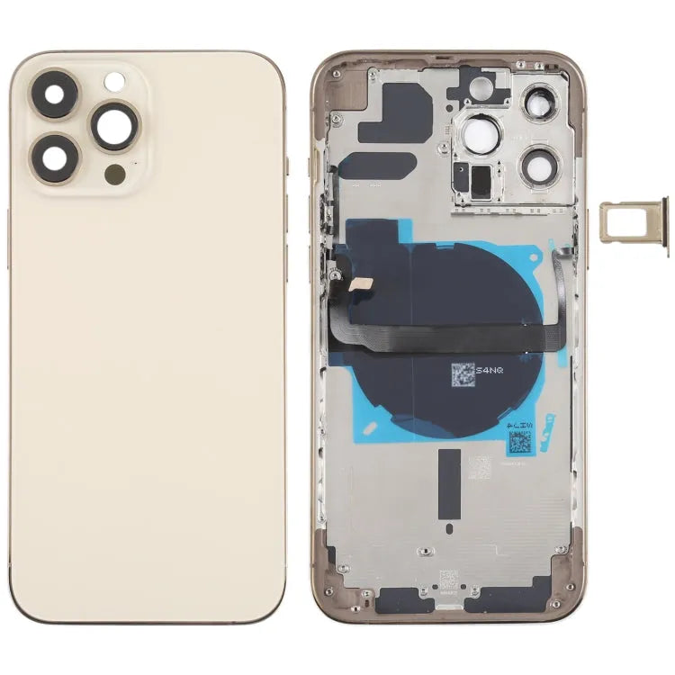 Batterij-achterkant met zijtoetsen, kaartlade en draadloze oplaadmodule voor iPhone 13 Pro Max (goud)