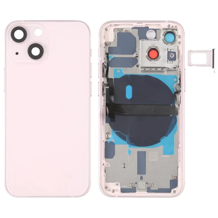 Batterij-achterkant met zijtoetsen, kaartlade en draadloze oplaadmodule voor iPhone 13 mini (roze)