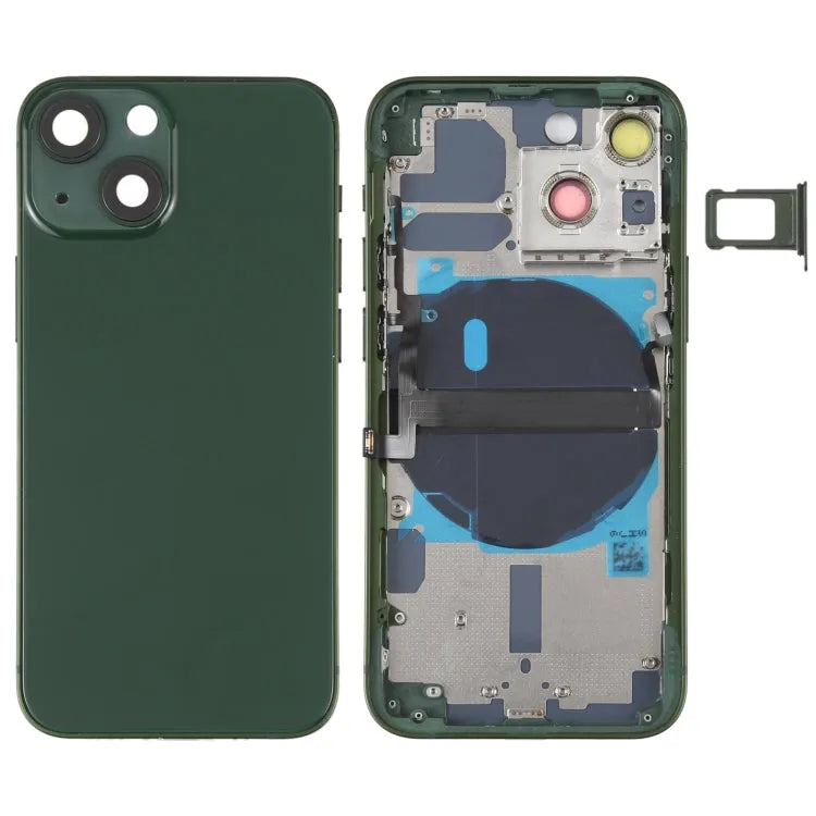 Batterij-achterkant met zijtoetsen, kaartlade en draadloze oplaadmodule voor iPhone 13 mini (groen)