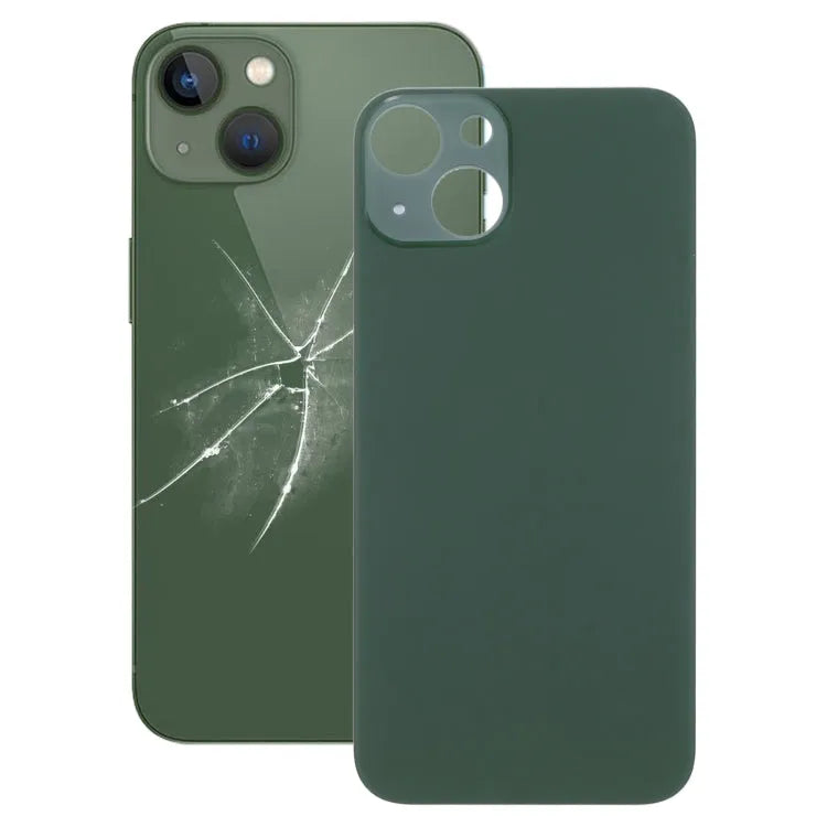 Glazen achterklep met grote camera-uitsparing voor iPhone 13 Mini (groen)