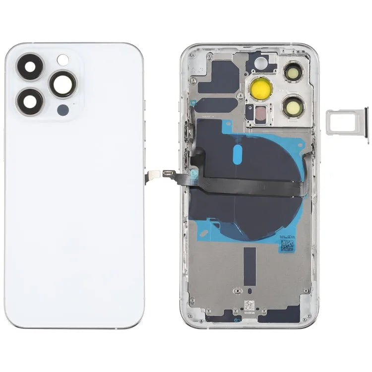Batterij-achterkant met zijtoetsen, kaartlade en draadloze oplaadmodule voor iPhone 13 Pro (wit)